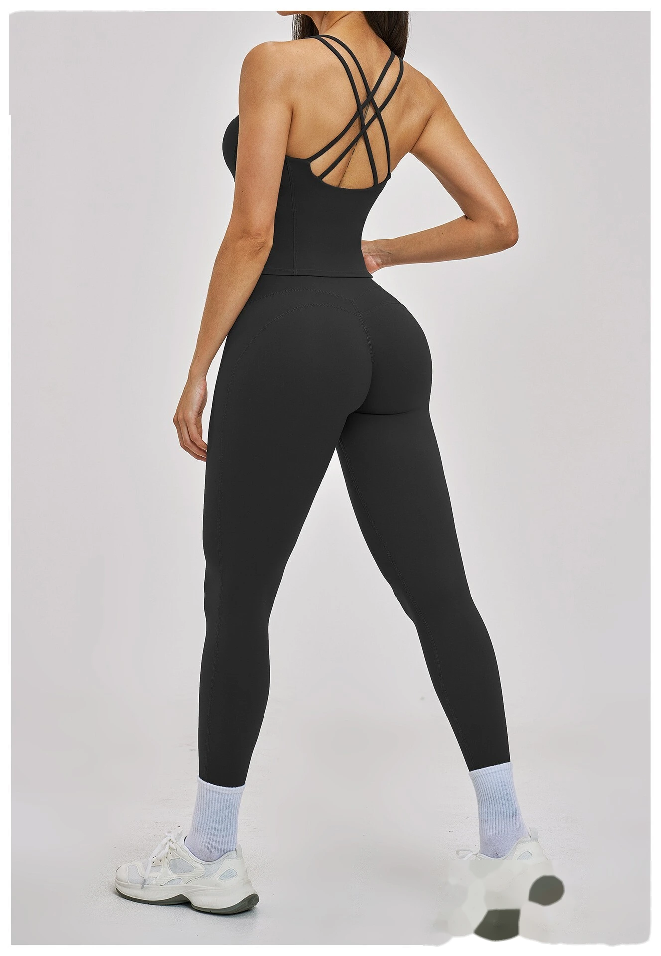 Women’s Crisscross Back Yoga Set Beauty Back Sports Vest & Workout Tight Leggings Fitness Outfit detail