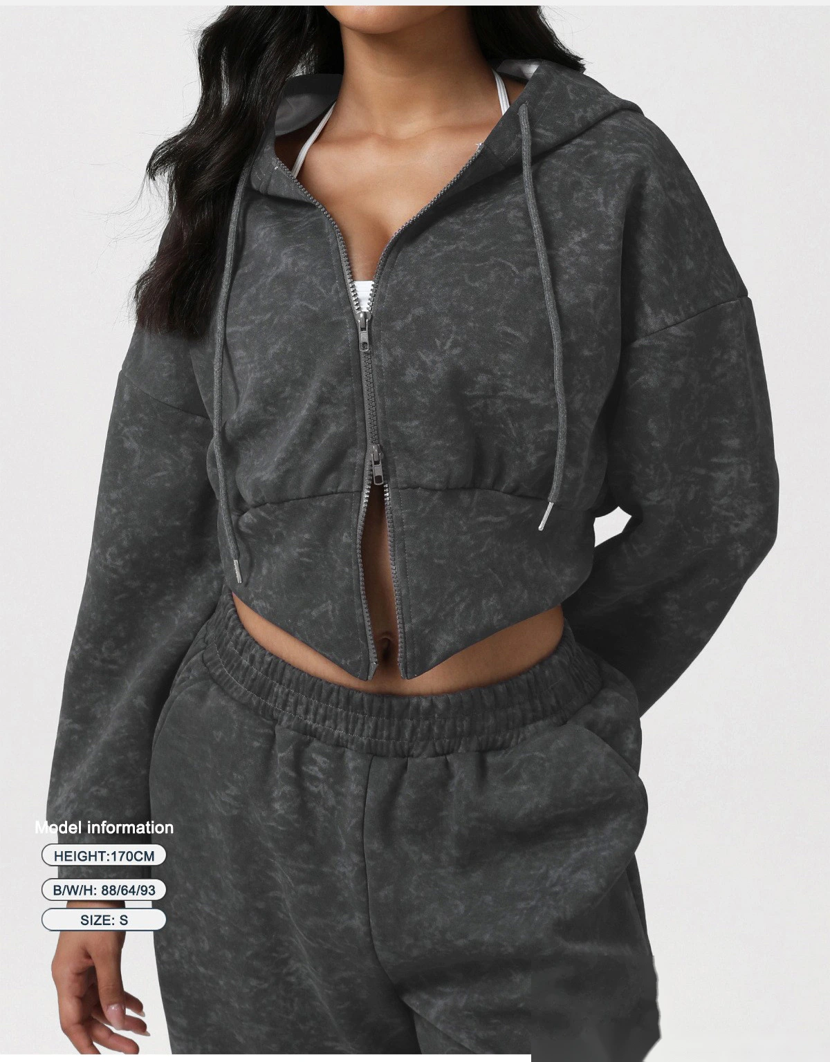 Custom EU/US Tie-Dye Fitness Set - Autumn Winter Jacket + Sports Casual Sweatpants Yoga Running Outfit detail