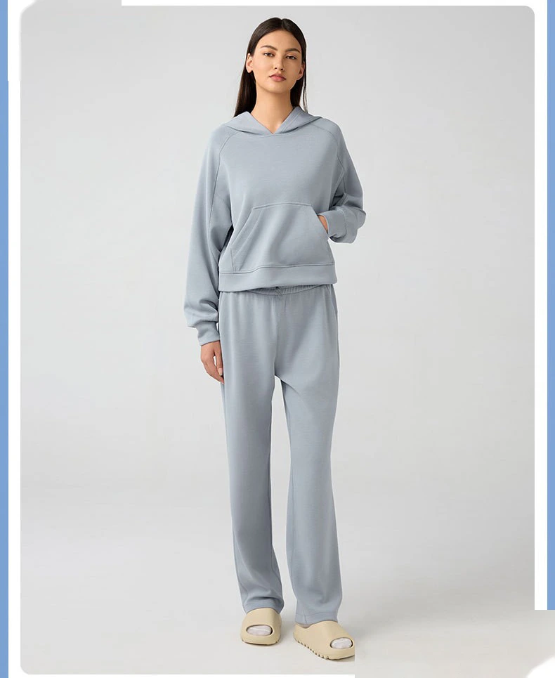 Customized ladies' casual Joker hooded sweater loose and slim fitness yoga clothes top detail