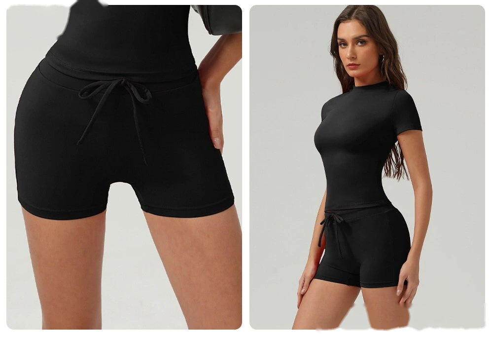 Naked hip yoga shorts high waist abdomen fitness pants female tight sports running shorts. detail