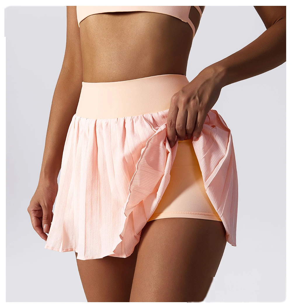Women 2 in 1 quick dry running tennis skirts pleats fitness workout skirts detail