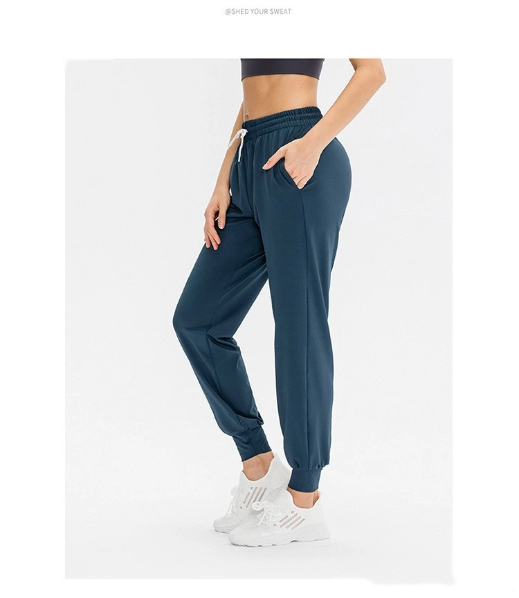 Custom sports pants women's running training yoga pants pocket leisure fitness leg pants detail