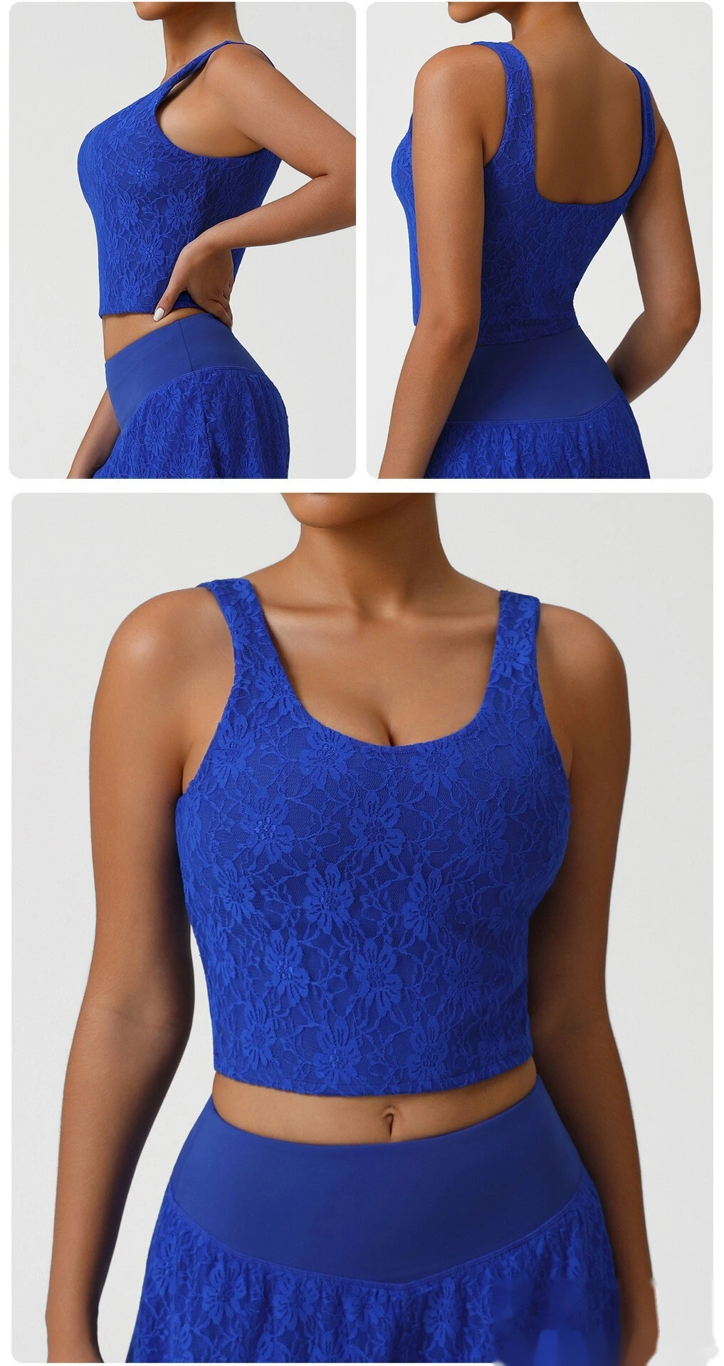 Custom-made nude sexy lace sleeveless sports shirt new dance training fitness camisole women detail