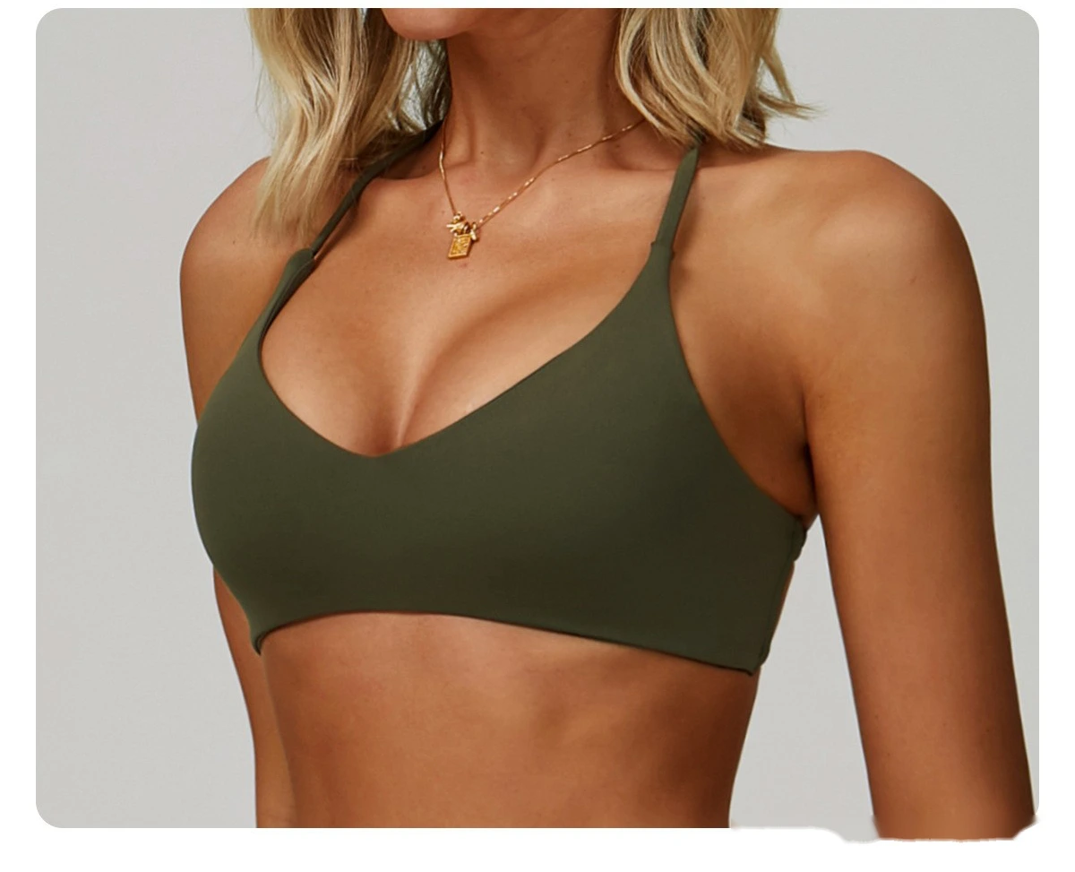 Customized yoga bra quick-drying cross-back high-strength fitness clothes leisure running sports bra detail
