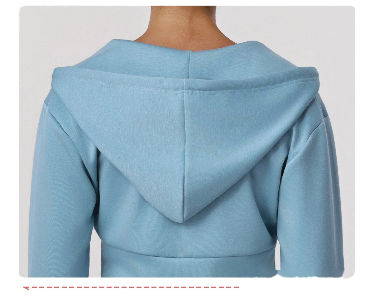 Women's Fall Winter Sports Tracksuit - Customizable Cropped Waist Hooded Jacket + Casual Outdoor Workout Set detail