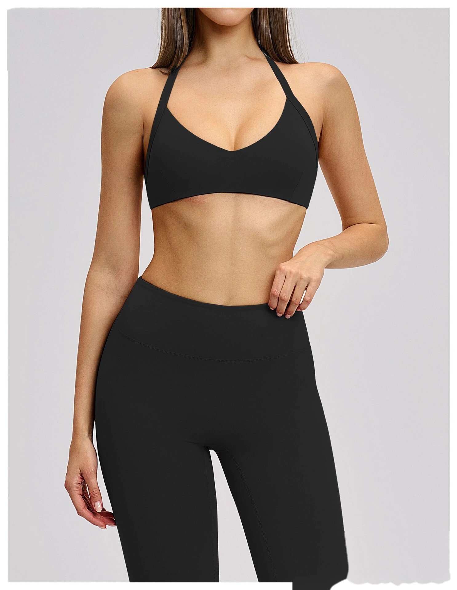 Custom Halter Neck Sports Bra Hollow Back Design Supportive Yoga Bra for Gym Workout Running detail