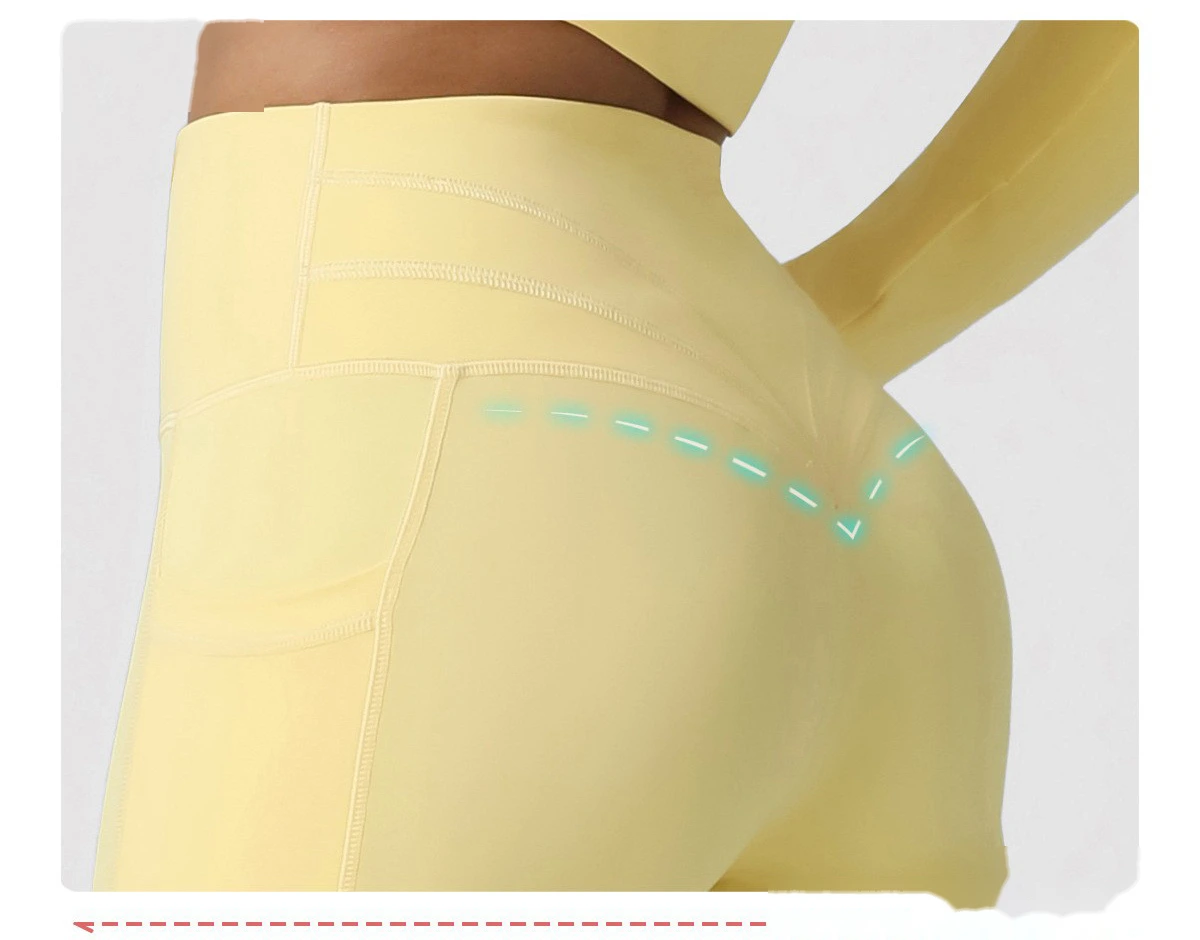 Customized fashion tight-fitting high-elastic slim side pocket sports yoga fitness pants detail