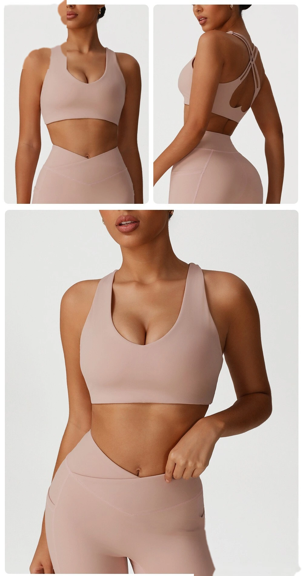 Quality Custom-made cross-back yoga vest gathers sports bra fitness bra with chest pad. Manufacturer detail