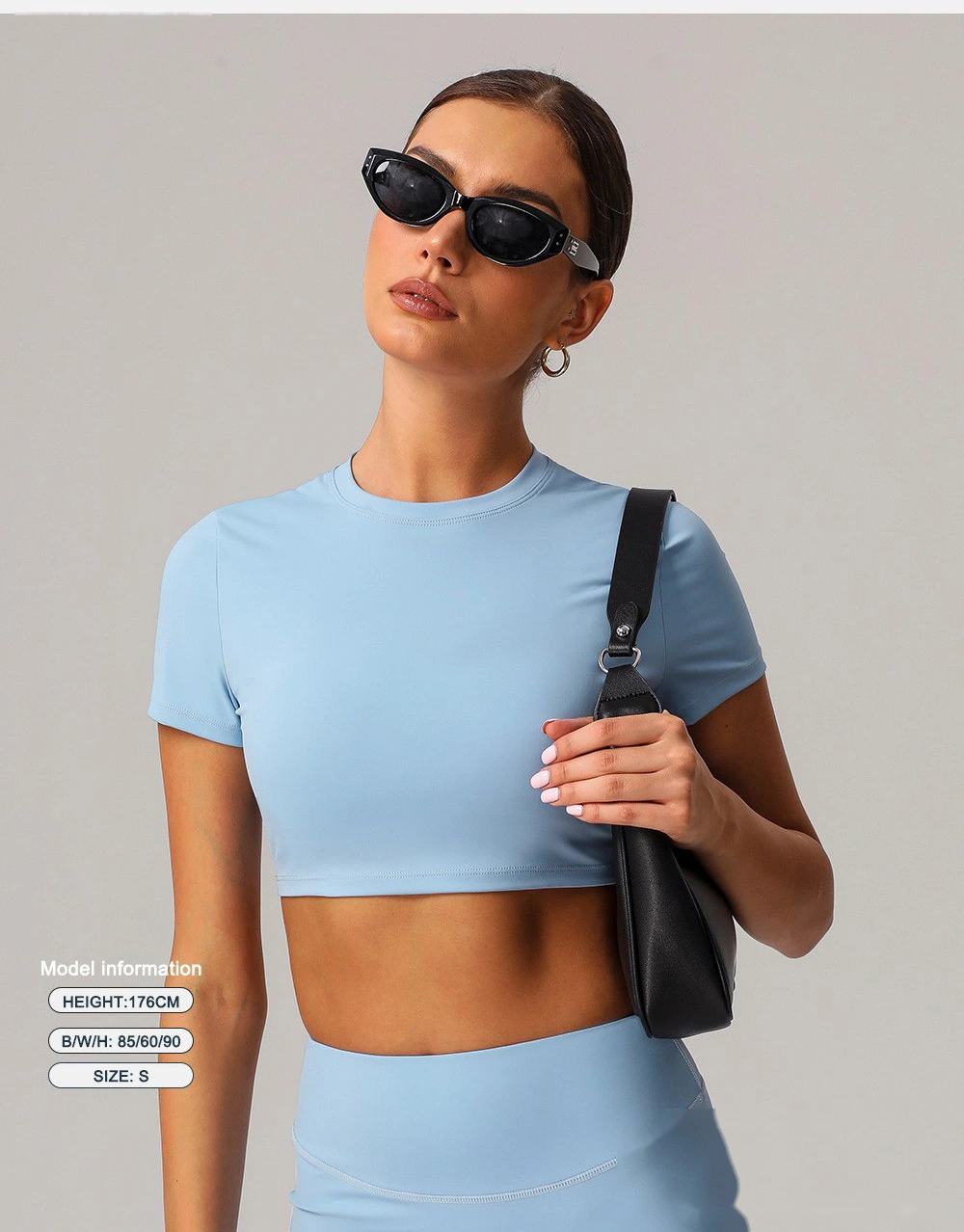 Customized tight-fitting yoga short-sleeved women's sports short-sleeved fitness clothes short-sleeved tops detail