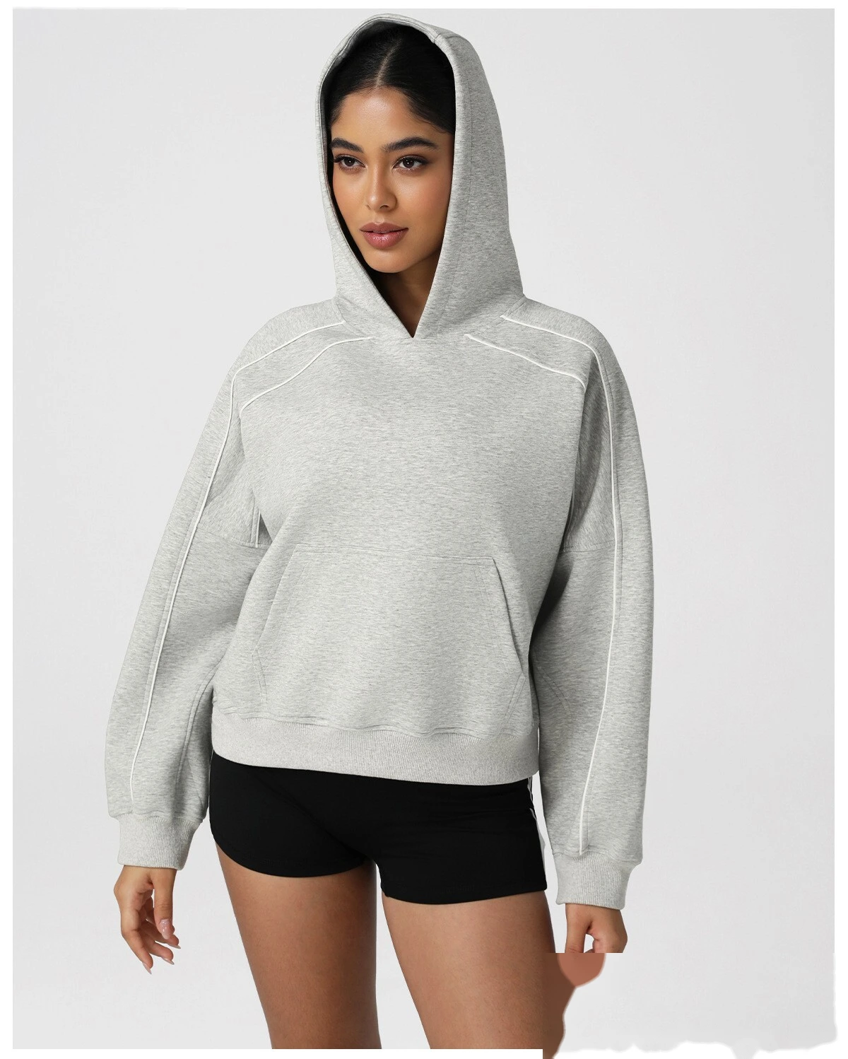 Customized autumn and winter loose, thickened casual sports running hooded long-sleeve training fitness sweatshirt detail