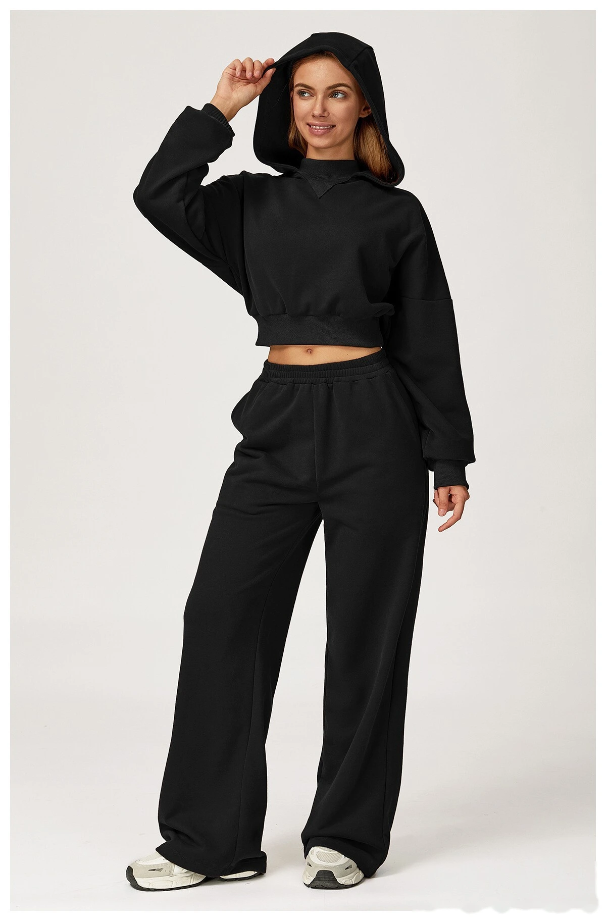Customized autumn and winter high waist pants wide-leg pants loose outdoor leisure sports running pants detail