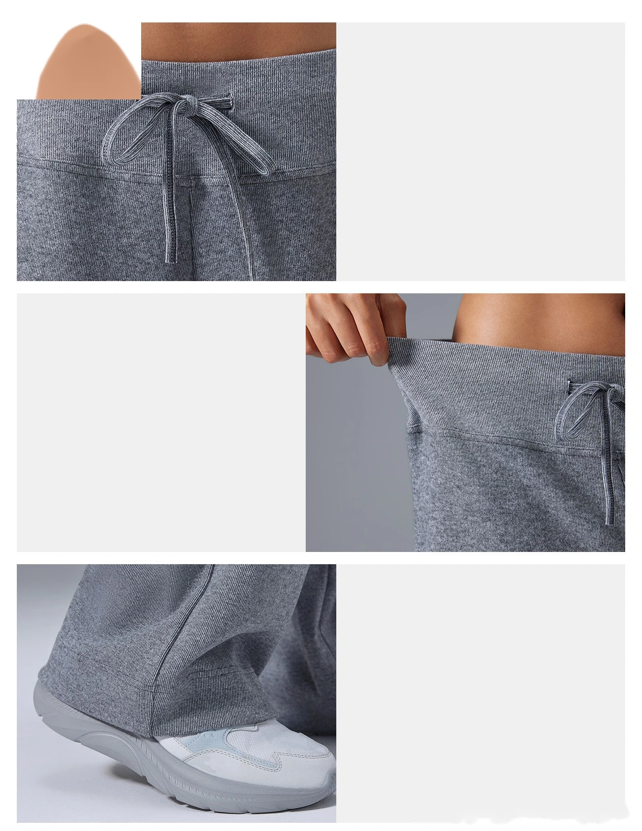 Custom-made loose wide-leg sweatpants women's high waist drawstring slim fitness Pilates yoga pants detail