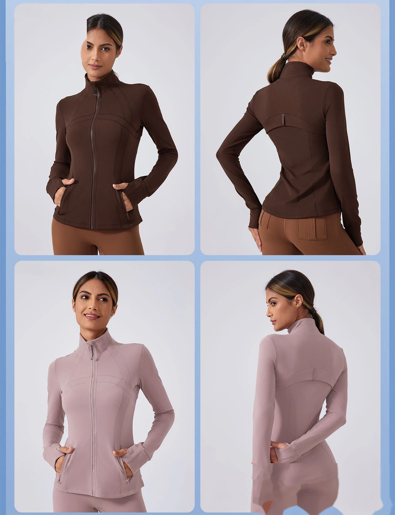 Custom-made women's running and cycling sports long-sleeved slim collar sports yoga fitness suit jacket detail