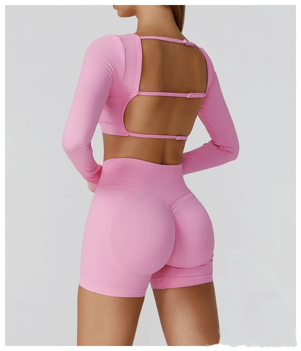 Customized seamless yoga clothes women's hollow back slim long-sleeved sports tops detail