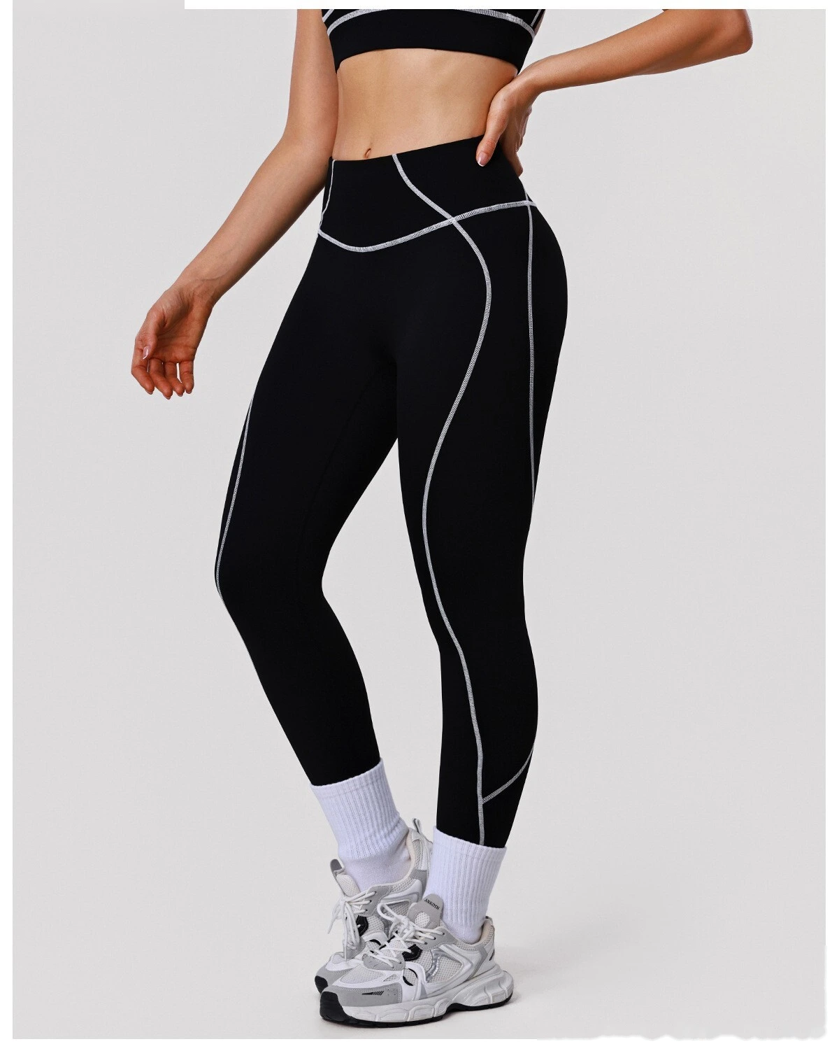 Bulk Custom Women's Yoga Leggings - High-Elastic Color Block Buttery Soft Fitness Pants detail