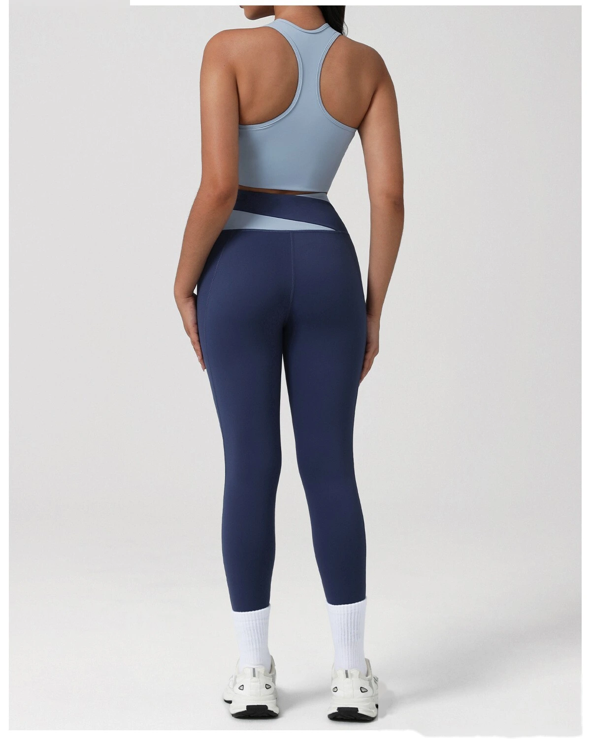 Custom High-Support Shockproof Yoga Bra - Color-Block Backless Tank Top with Pads for Running & Fitness Workouts detail