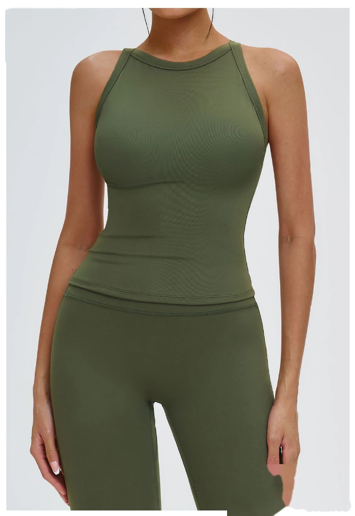 Bulk Custom Open Back Yoga Tank - High-Support Shockproof Cutout Workout Top for Outdoor Gym detail