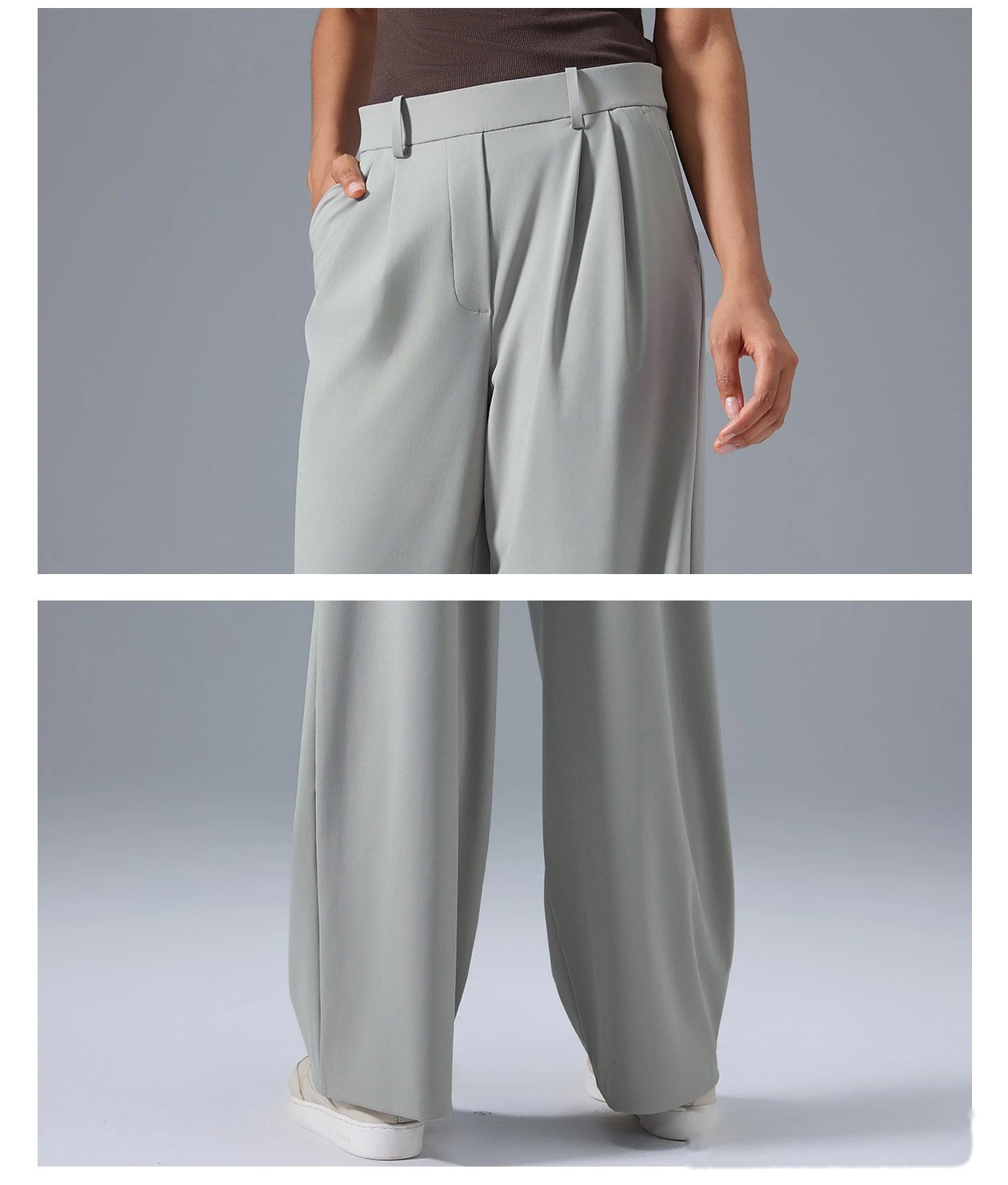 Customized women's loose wide-leg pants with high waist drape breathable straight pants sports casual pants. detail
