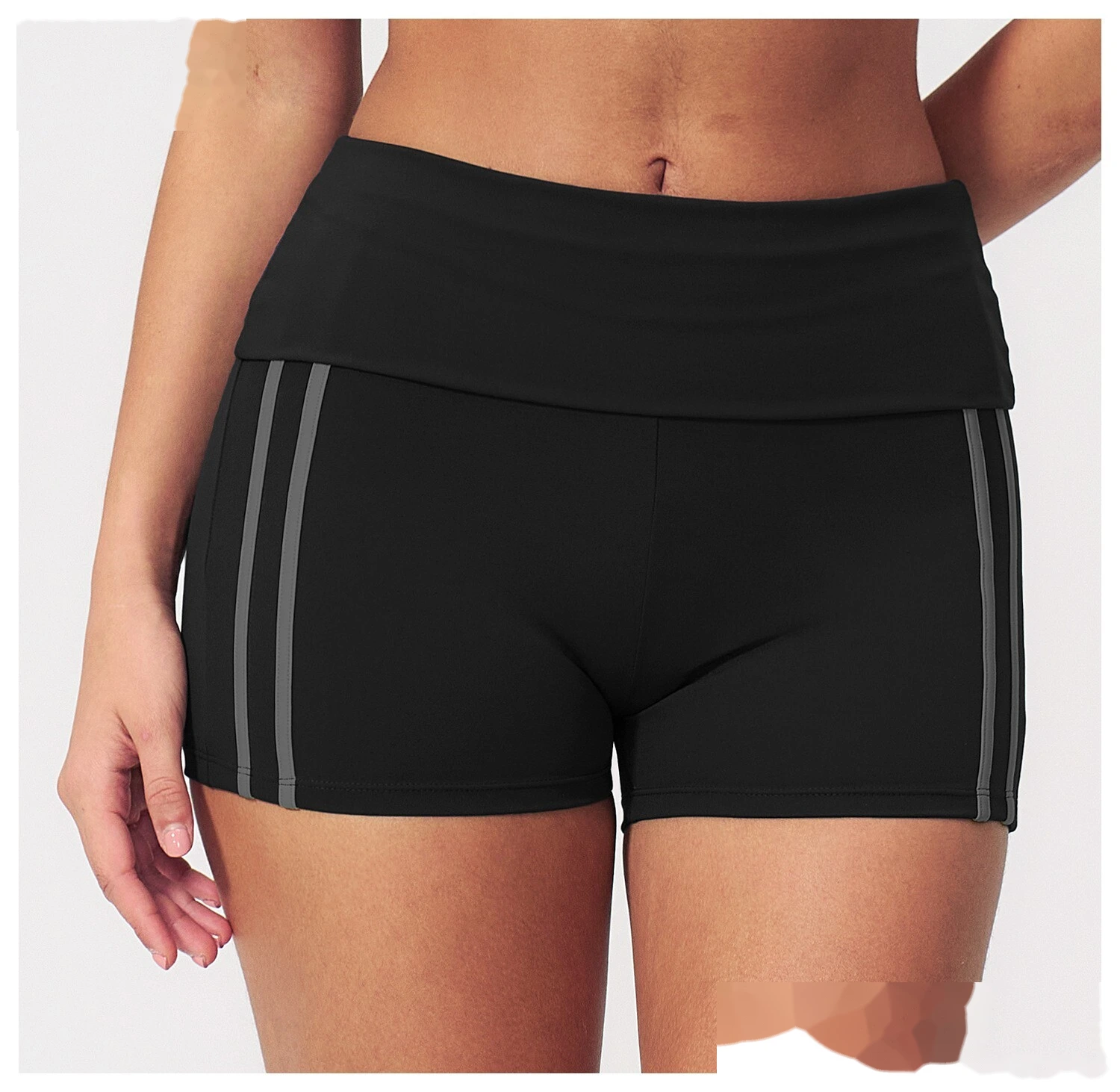 Custom European American Fitness Shorts, High Waist Roll Waist Peach Hip Elastic Naked Feel Tight Yoga Shorts For Women detail