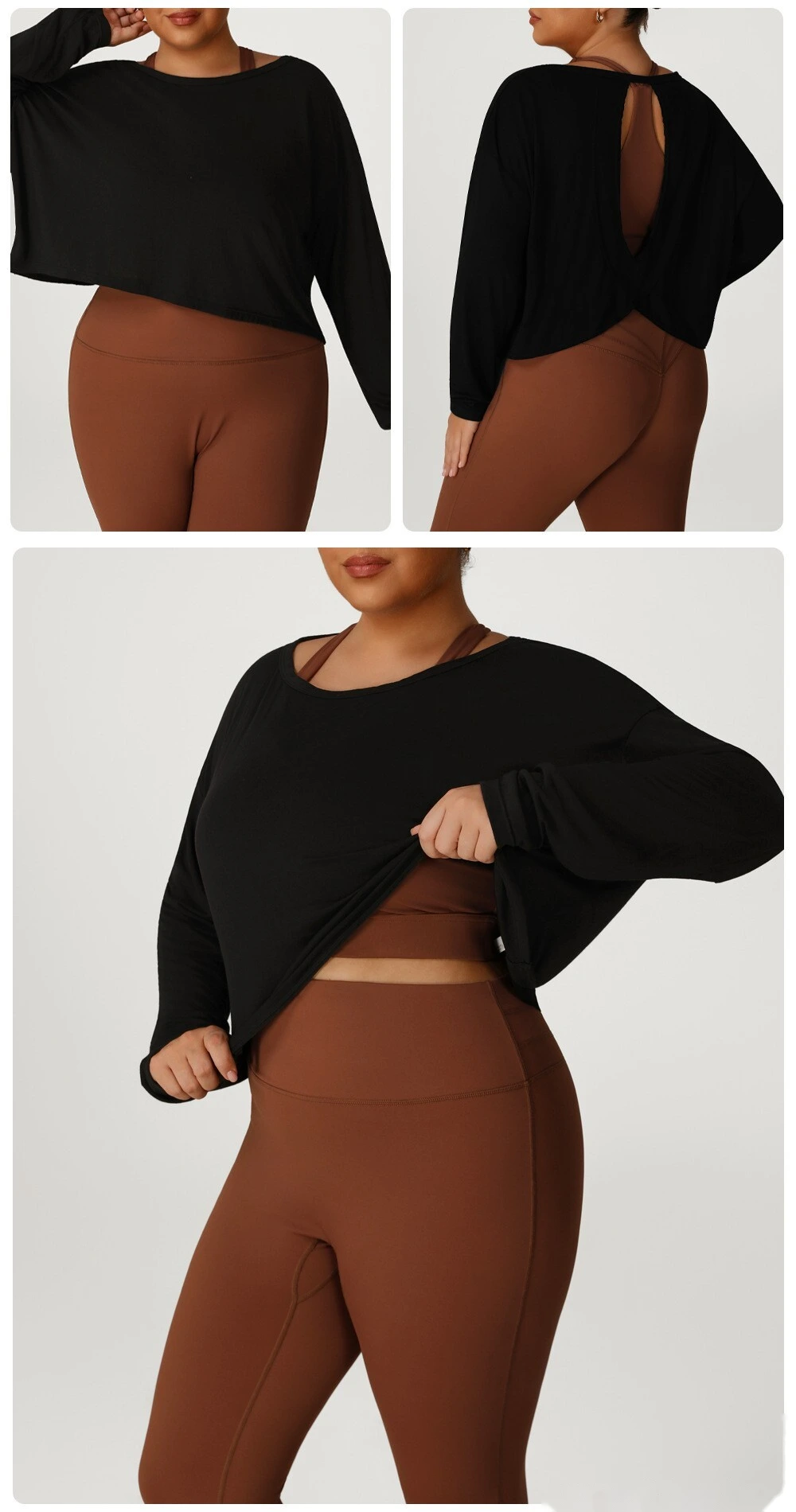 Customized plus-size sports smock breathable jacquard plus-size yoga clothes T-shirt detail