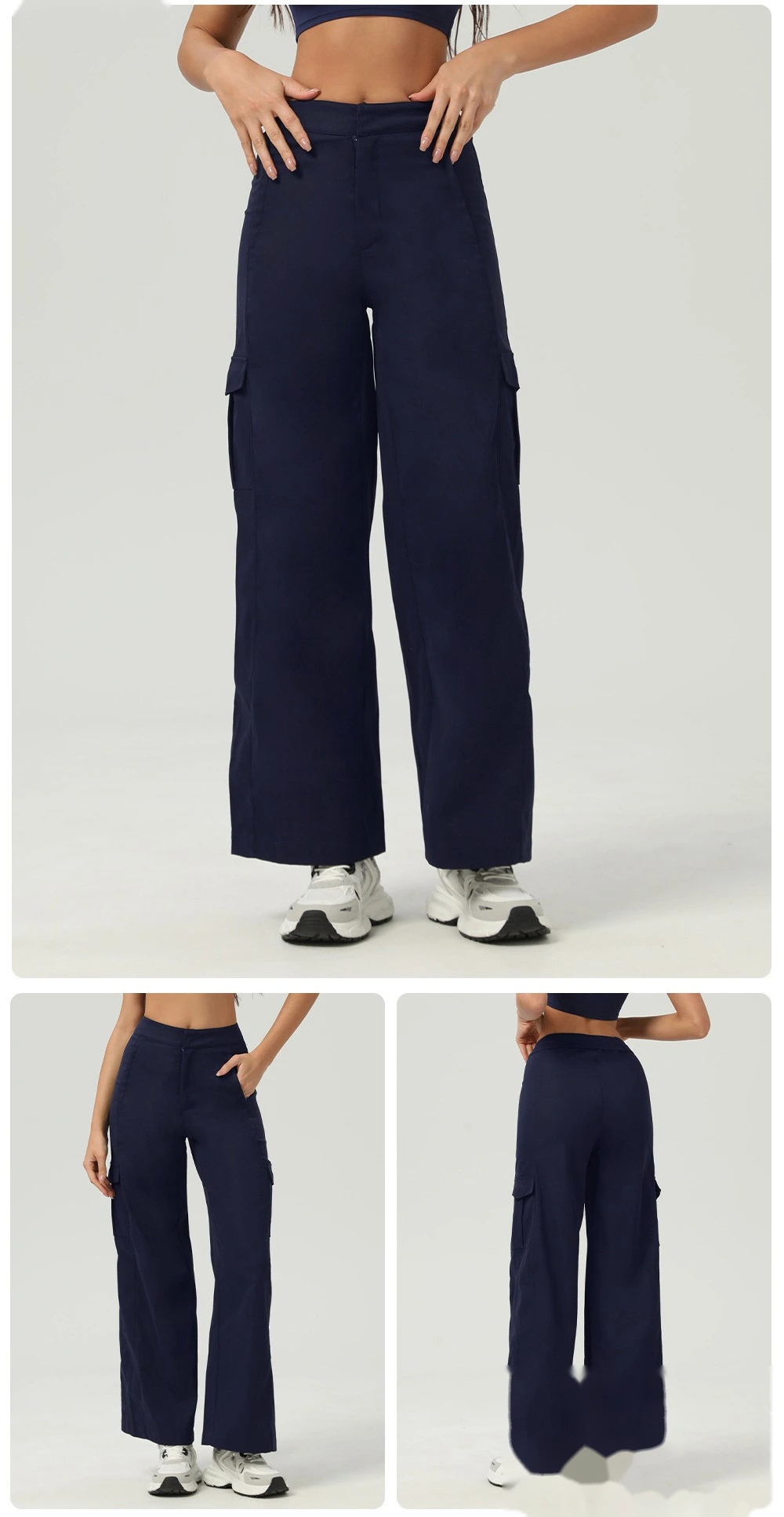 American loose sports pants pocket straight casual pants wearing wild sports dance overalls female detail