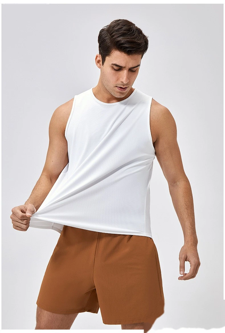 Customized men's breathable and comfortable high-elastic sports fitness vest detail