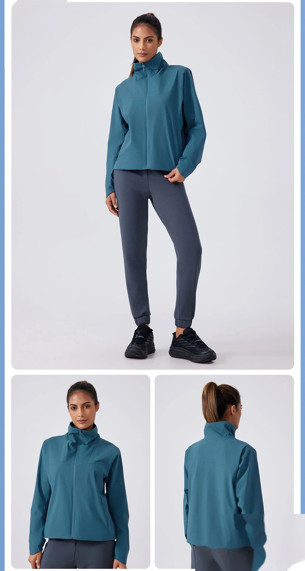 Customized windproof, waterproof and antifouling slim collar fleece jacket outdoor camping hiking suit detail
