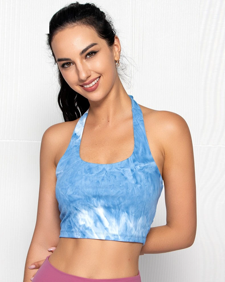 Womens halter sports bras printed sexy backless workout tops detail