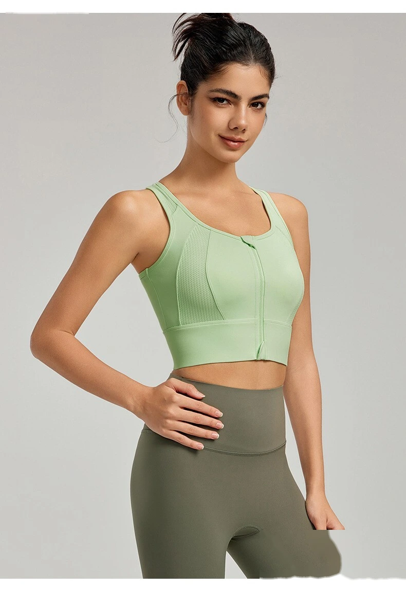 Sports bra women's shock-absorbing front zipper sports vest with chest pad breathable yoga vest detail