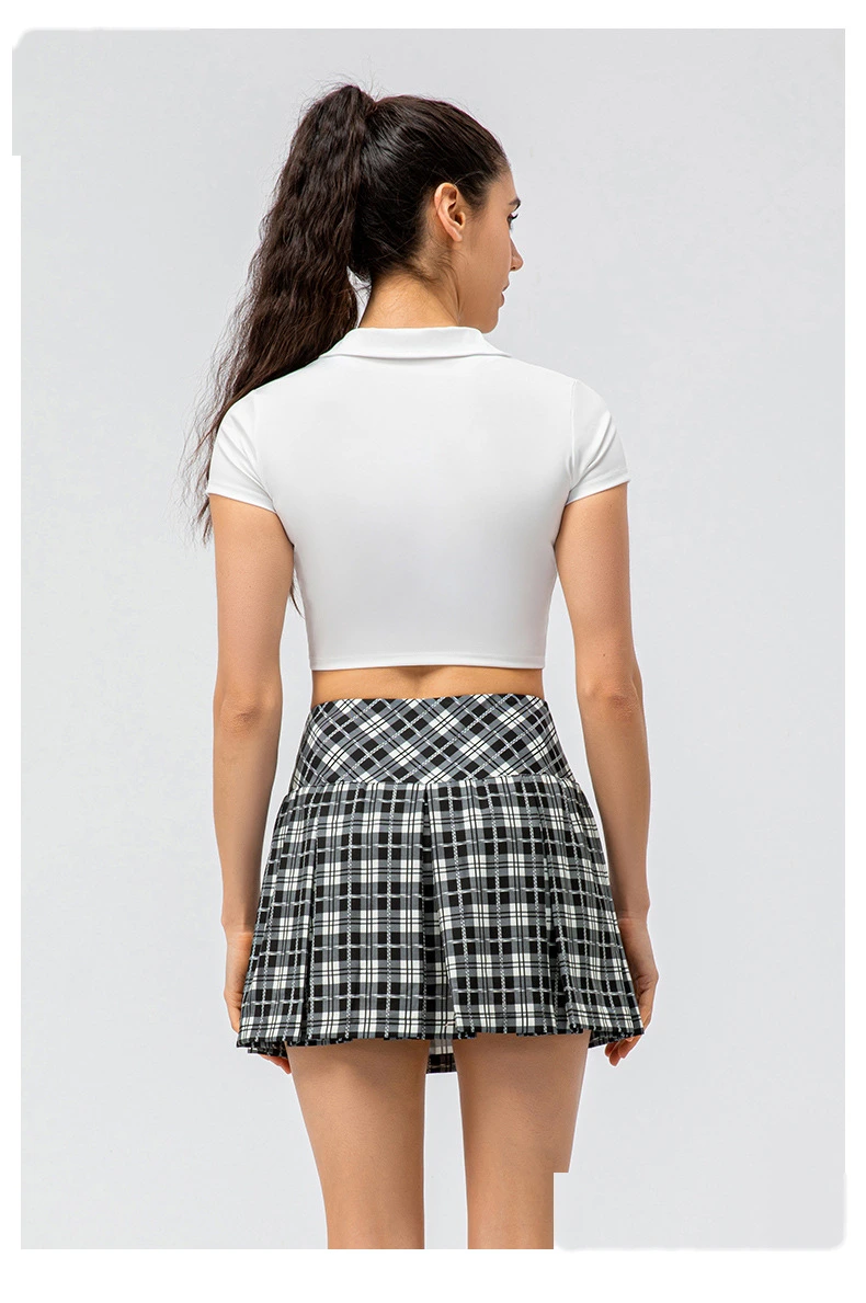 Womens tennis skirts elastic athletic golf skorts with pockets detail