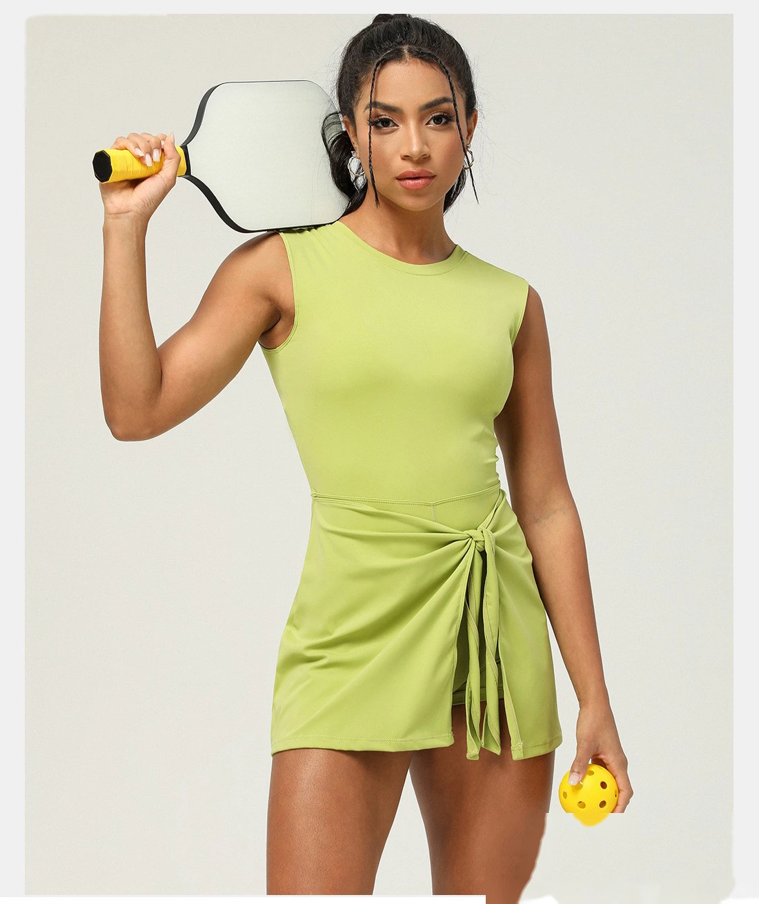 Custom-made fake two-piece tight-fitting sports slimming strap fitness back yoga women's tennis skirt detail