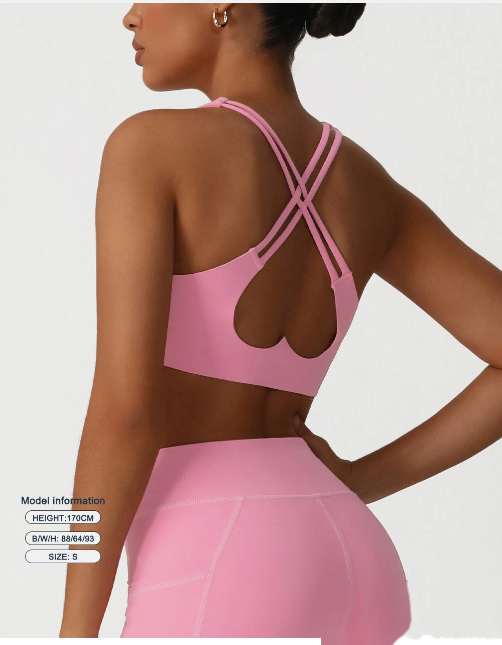 Quality Custom-made cross-back yoga vest gathers sports bra fitness bra with chest pad. Manufacturer detail