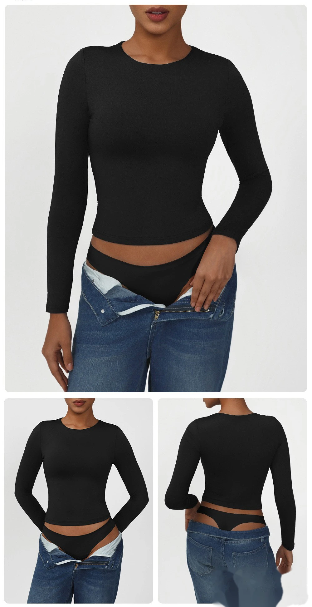 Customized skims new high-elastic dance training sports fitness clothes tight yoga long-sleeved T-shirt detail