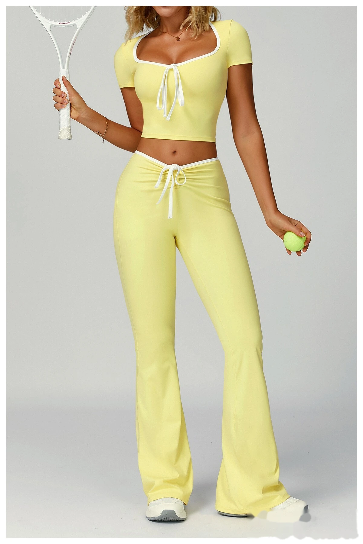 Custom-made contrast-wrapped bell-bottoms yoga fitness exercise high waist slim bell-bottoms women detail