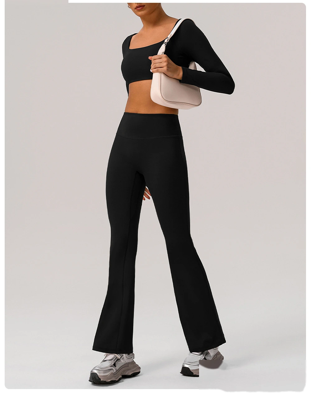 Custom nude yoga suit with chest pad quick-drying tight-fitting fitness suit leisure sports two-piece suit detail