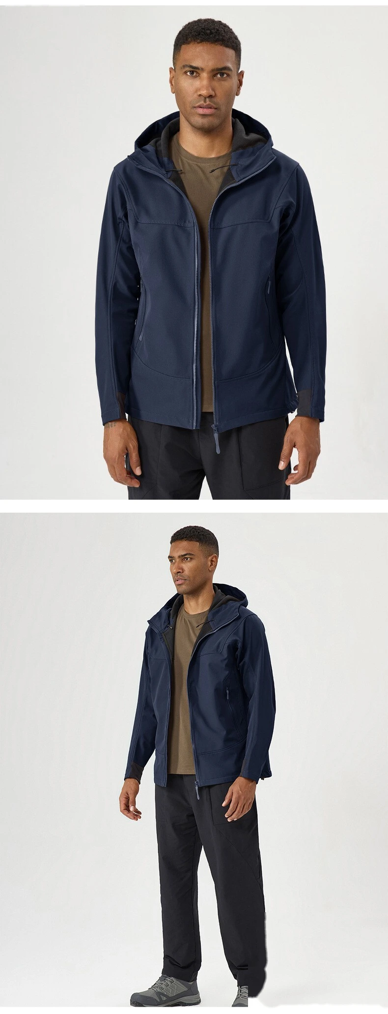 Custom Hooded Outdoor Jacket for Men - Fleece-Lined, Warm, Waterproof & Windproof detail