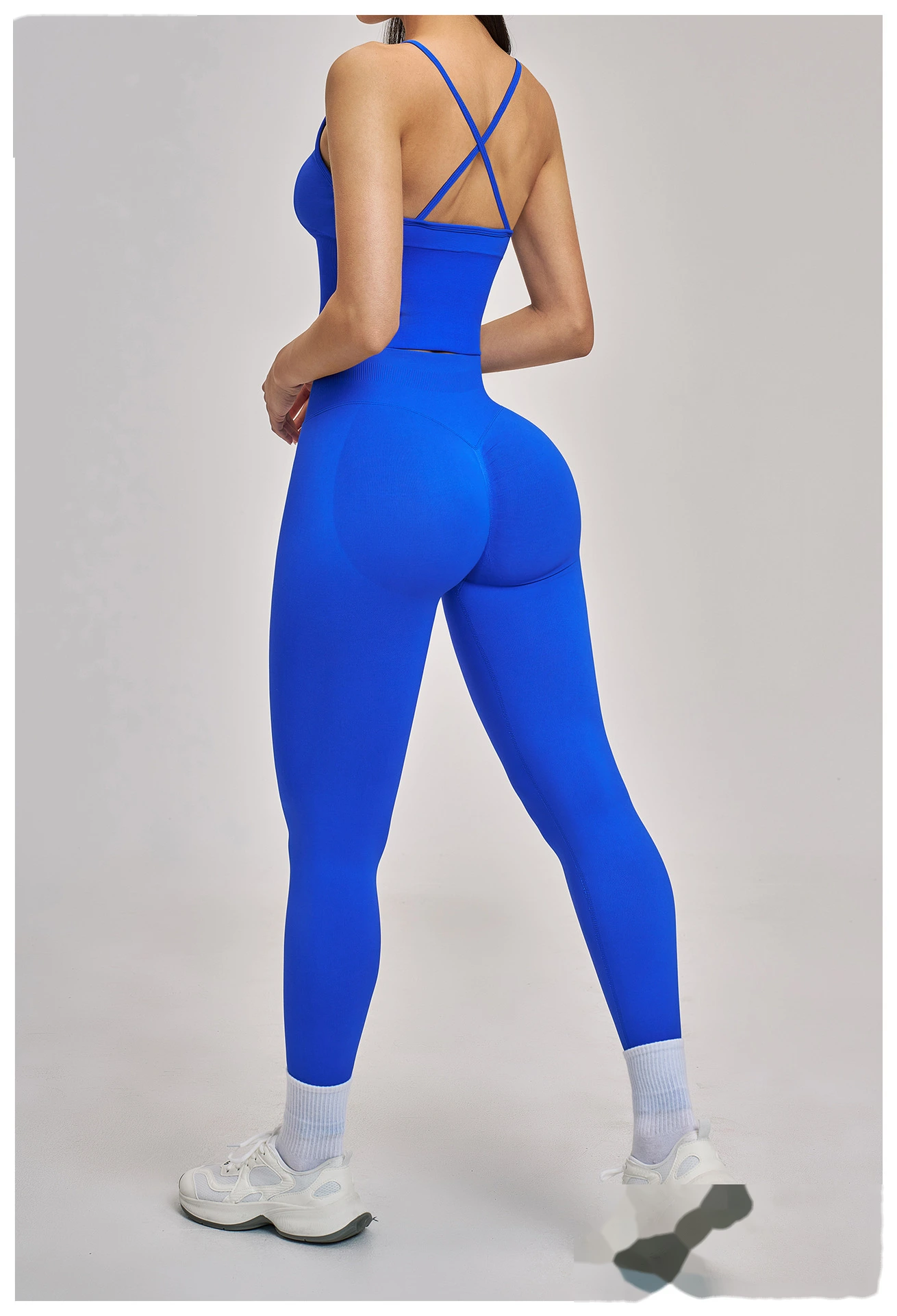 Custom Women’s Seamless 2 Piece Yoga Set Racerback Beauty Back Crop Top High Stretch Running Activewear detail