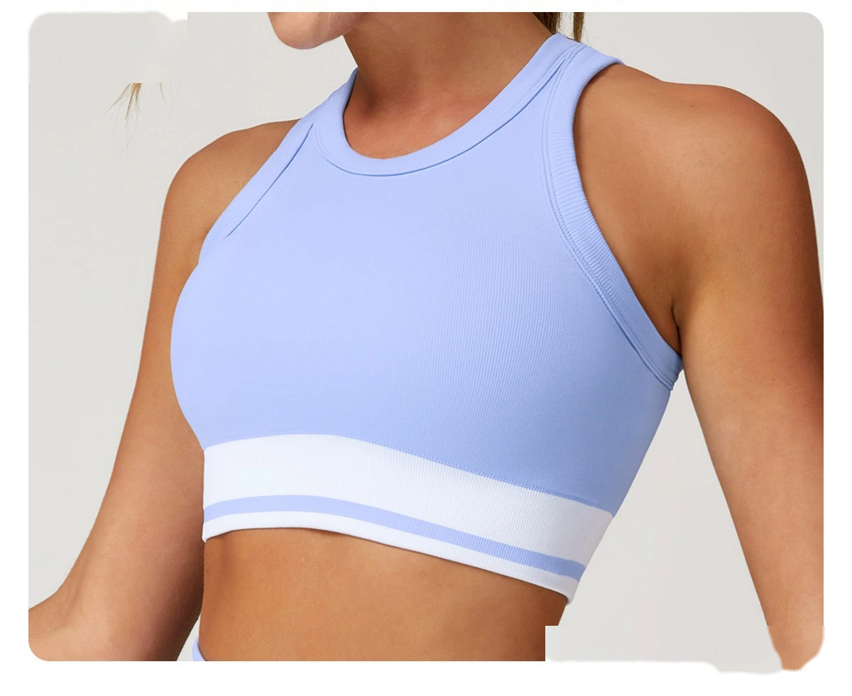 Customized seamless yoga vest contrast tight I-shaped underwear fitness running vest detail