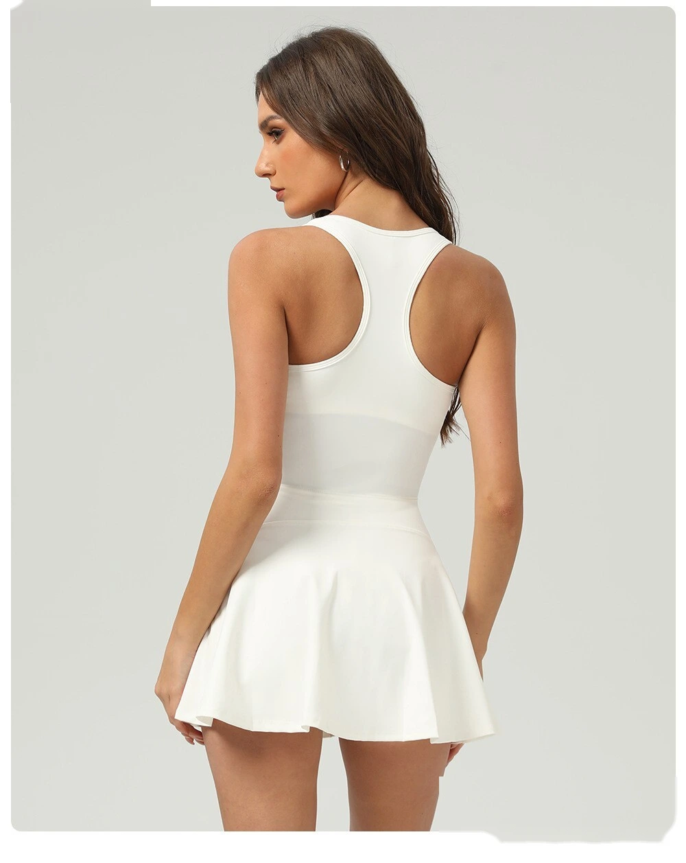 Customized sleeveless tennis dress outdoor sports skirt anti-exposure integrated leggings skirt detail