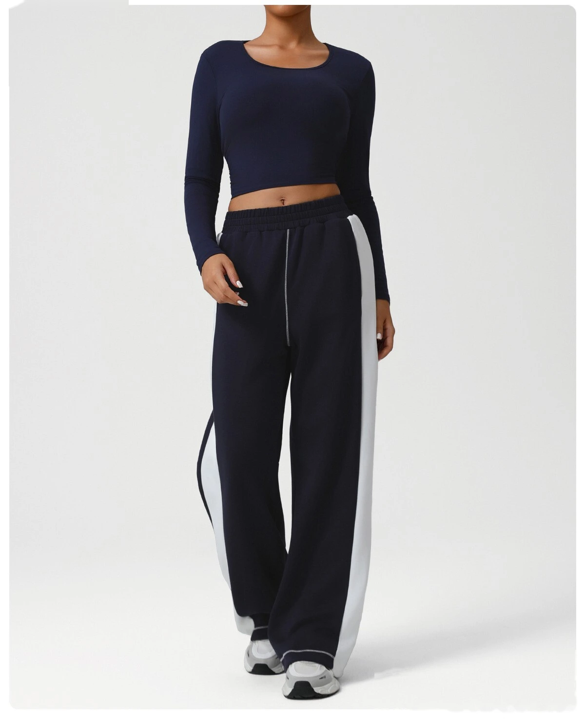 Customized European and American contrast yoga wide-leg pants loose sports casual pants fitness pants detail