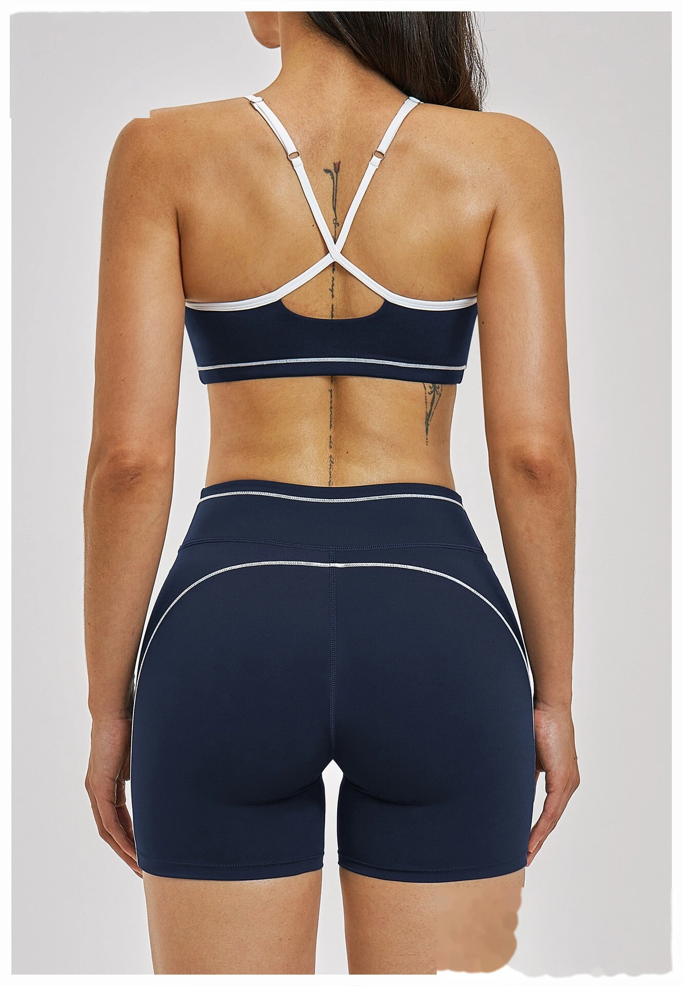 Custom Women’s Color Block Beauty Back Sports Bra Medium Support Yoga Gym Bra detail