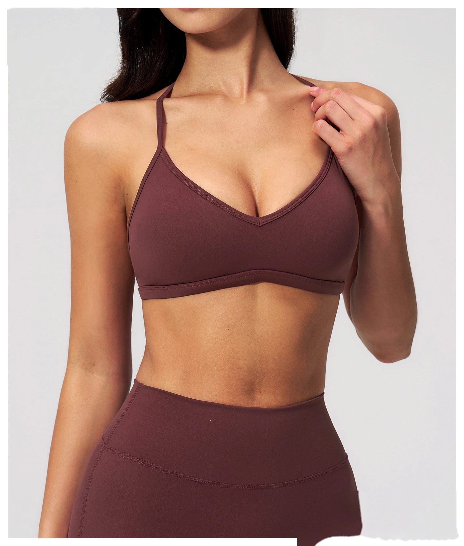 Beauty Back Shockproof Sports Bra Yoga Set, High Waist Wide Leg Seven Points Pants Fitness Suit detail