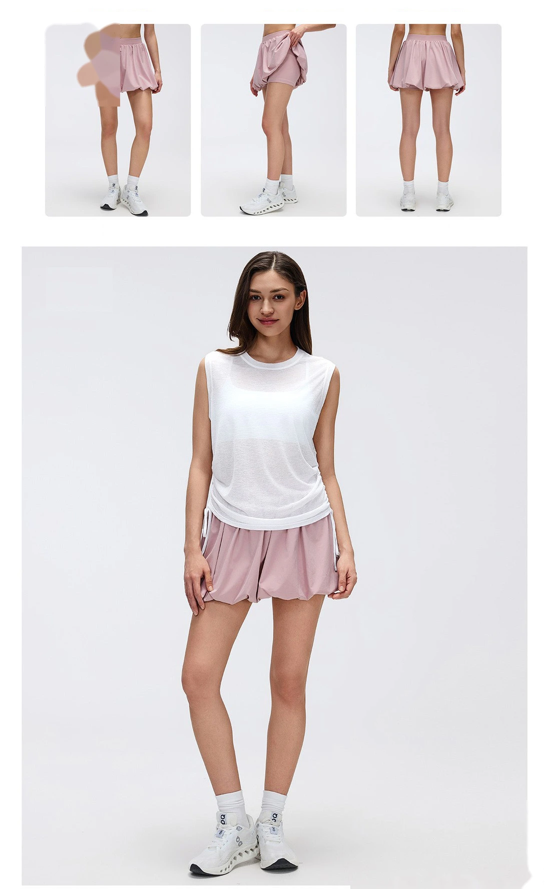 Bulk Custom Sports Flowy Skort - Women's Summer Anti-Chafe Ruffle Skirt for Outdoor Yoga Tennis Fitness detail