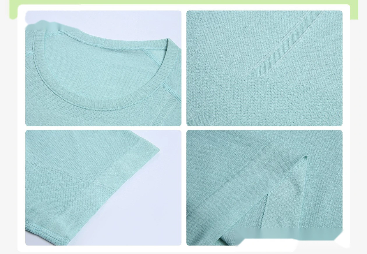 New ladies short-sleeved T-shirt running fitness shirt slim breathable yoga short sleeves detail
