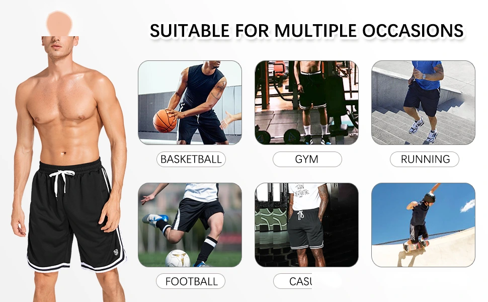 Basketball shorts pants quick-drying loose fitness plus size men's casual running pants detail