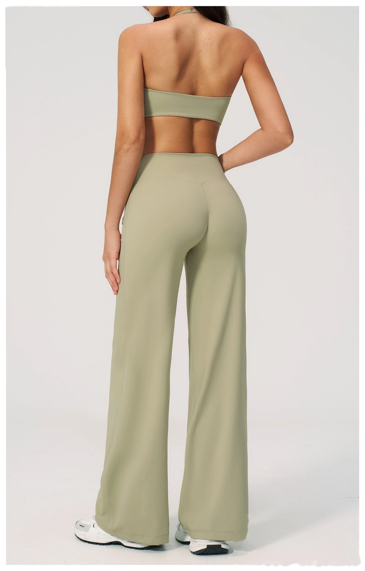 Slim Beauty Back Sports Bra Yoga Set, Casual Wide Leg Quick Dry Yoga Pants Fitness Suit for Women detail
