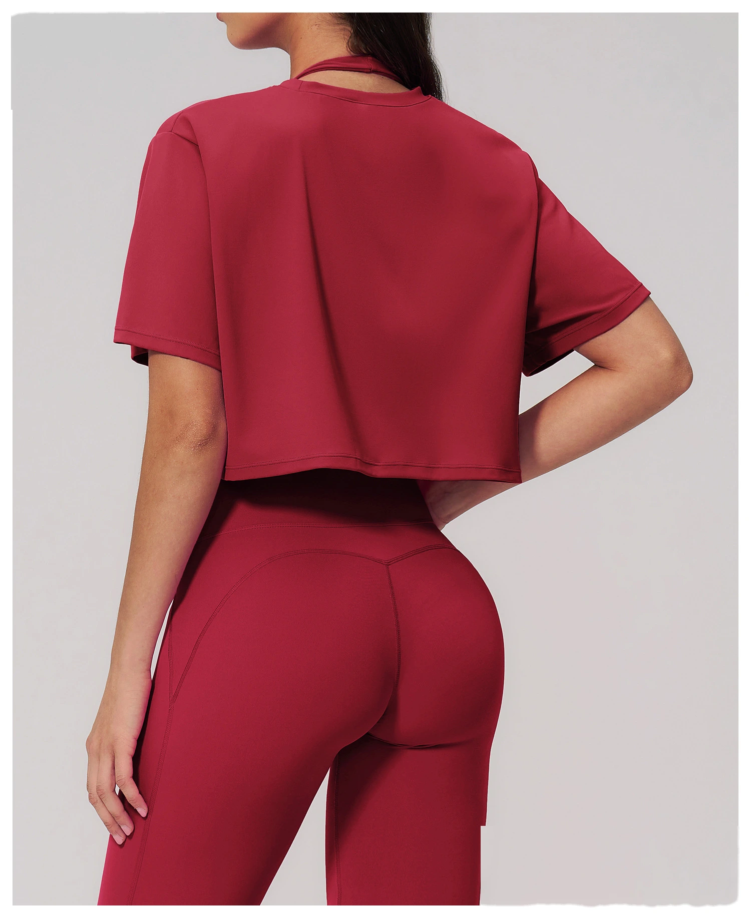 Custom Women’s Loose Fit Cropped Workout Top Short Sleeve Yoga T-Shirt Running Gym Activewear detail