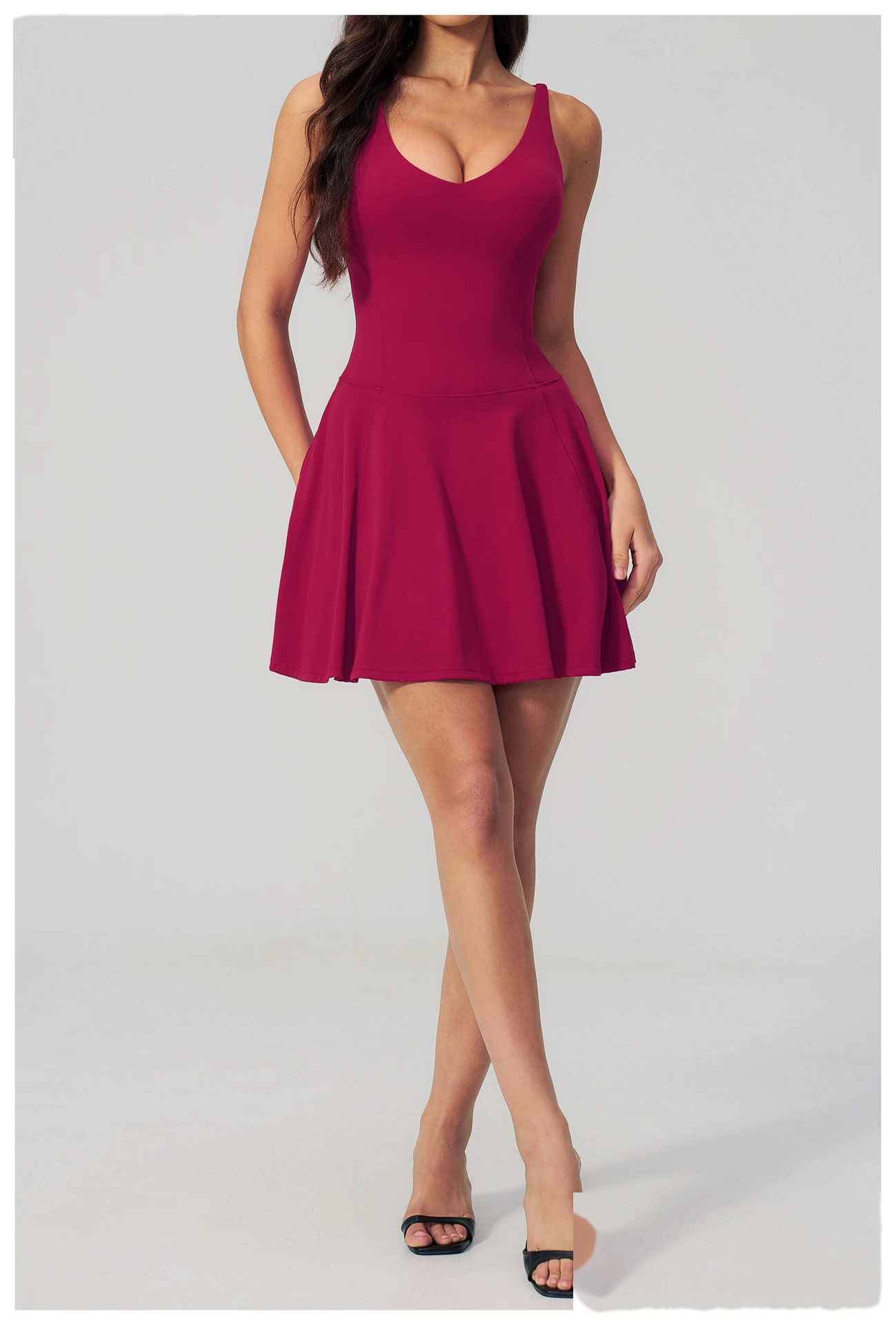 Women's Custom Yoga Sport Dress with Side Pockets, Anti-Exposure Quick Dry Breathable Running Fitness Tennis Skirt detail