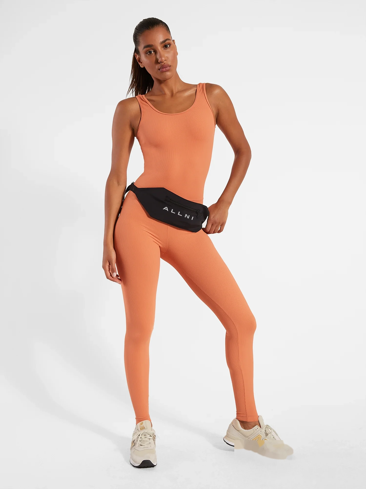 Women's fashion high elastic yoga jumpsuit sports fitness clothes detail