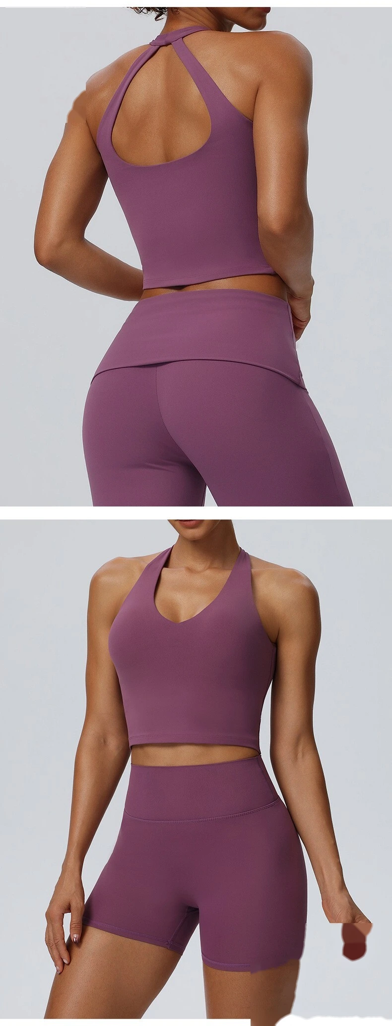 Women's European American Halter Beauty Back Yoga Tank Top, Breathable High Elastic Sports Fitness Vest detail